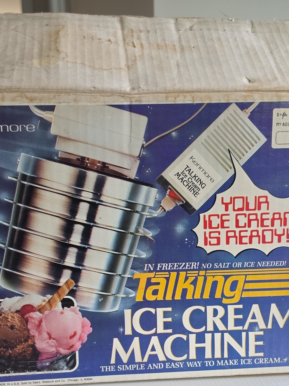 Vintage Kenmore Talking Ice Cream Machine - Silver Finish